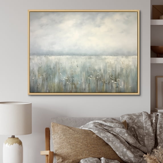 Designart "pasture Minimalism Horizon I" Landscapes Floater Framed Canvas Wall Art