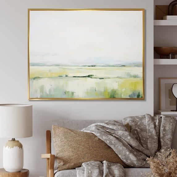 Designart "pasture Minimalist Pastoral I" Landscapes Floater Framed Canvas Art Print