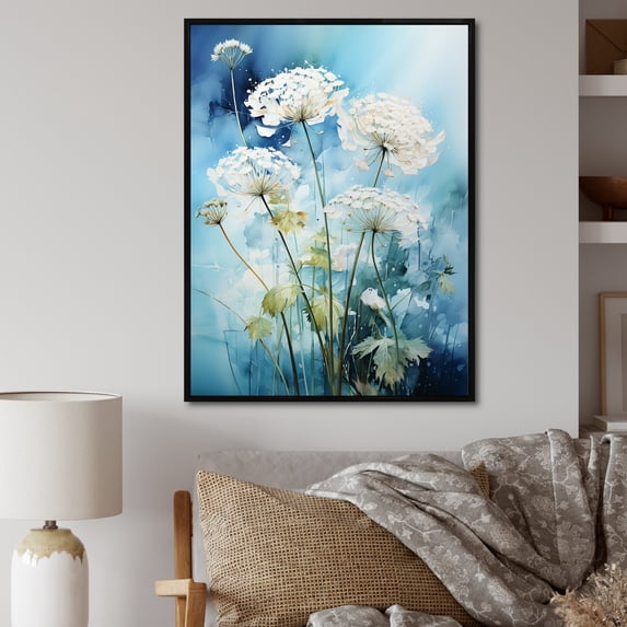 Designart "pasture Queen Annes Lace" Floral & Botanical Floater Framed Wall Art Living Room