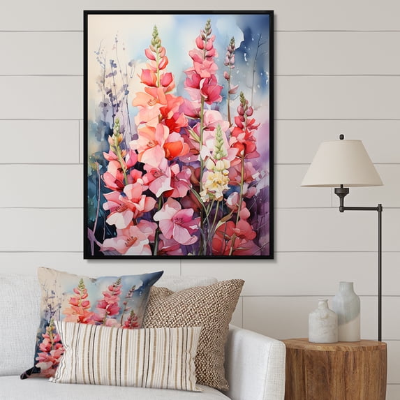 Designart "pasture Snapdragon Serenity" Floral & Botanical Floater Framed Canvas Print