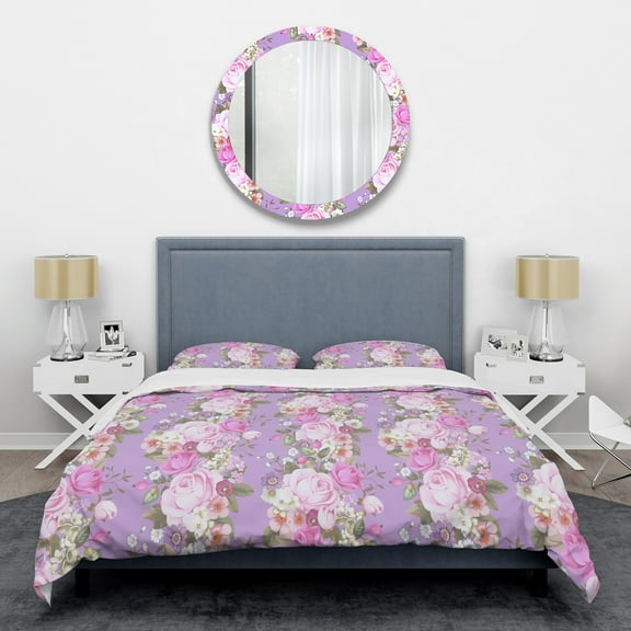 Designart 'pattern with country roses' Mid-Century Modern Duvet Cover Set