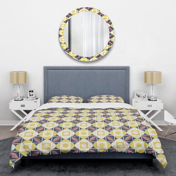 Designart 'retro pattern in mosaic style' Mid-Century Modern Duvet Cover Set