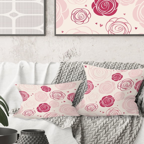 Designart roses pattern' Mid-Century Modern Throw Pillow - 16x16