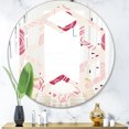 thumbnail image 1 of Designart 'roses pattern' Modern Round Wall Mirror - Hexagon Star, 1 of 3