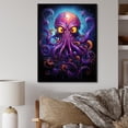 thumbnail image 1 of Designart "violet Animal Electric Octopus Drips" Animals Floater Framed Wall Art Living Room, 1 of 7