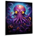 thumbnail image 1 of Designart "violet Animal Electric Octopus Drips" Animals Metal Art Print, 1 of 1
