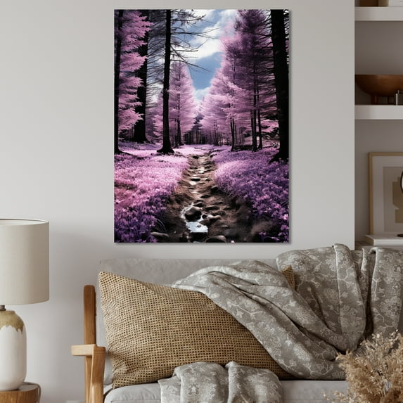 Designart "violet Forest Path" Landscape & Nature Metal Wall Decor