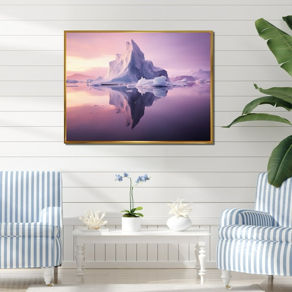 Designart "violet Iceberg Icebound Serenity I" Landscapes Floater Framed Canvas Print