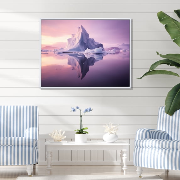 Designart "violet Iceberg Icebound Serenity I" Landscapes Floater Framed Canvas Print