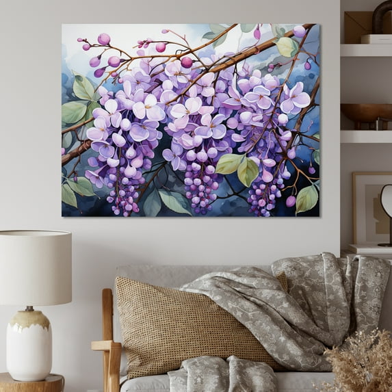 Designart "violet Morning Glory Graceful V" Floral Wall Decor
