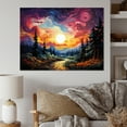 thumbnail image 1 of Designart "violet Pink Northernlights Road To Infinity I" Landscapes Canvas Wall Art, 1 of 5