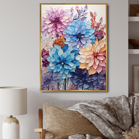 Designart "violet Tranquil Petals V" Abstract Floater Framed Wall Art Living Room