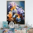 thumbnail image 1 of Designart "violet Yellow Iridescent Irises I" Floral Floater Framed Canvas Art Print, 1 of 7