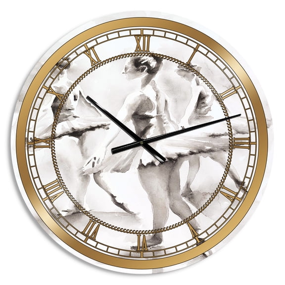 Designart 'watercolors Ballerinas Dance I' Glam Wall Clock