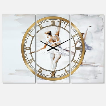 Designart 'watercolors Ballerinas Dance II' Traditional Wall Clock