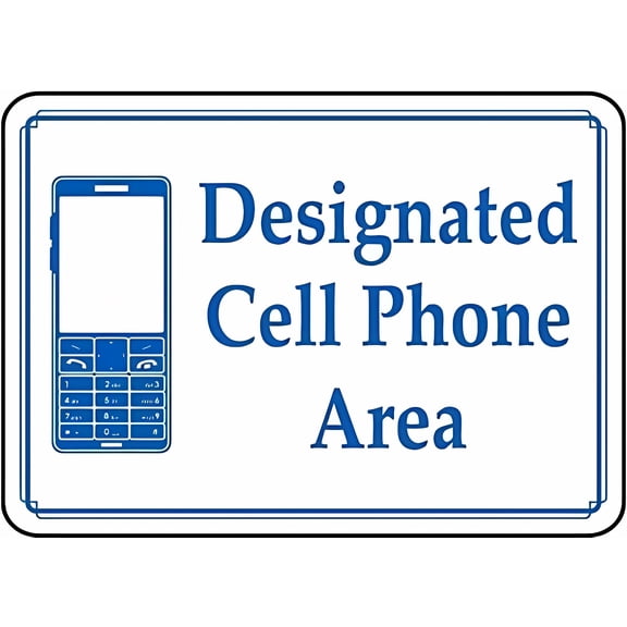 Designated Cell Phone Area Sign - 8"x12" Facility Workplace Metal Tin Sign for Home or Work, Office, Break Room, Cell Phone Zone