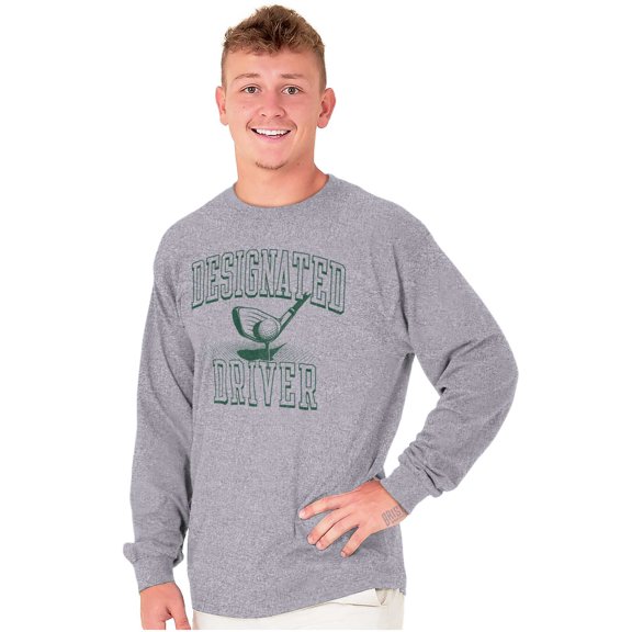Designated Driver Funny Golfing Pun Plus Size Long Sleeve Graphic Tee Shirt Brisco Brands 3X