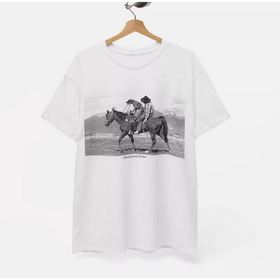 Designated Driver Tshirt Vintage Graphic Horse And Dog Country Unisex Brand New