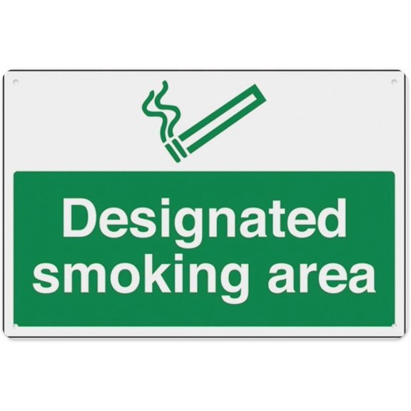 Designated Smoking Area 8"x12", Aluminum Tin Warning Signs for Home Outdoor Garden, Weatherproof Fire Safety Sign