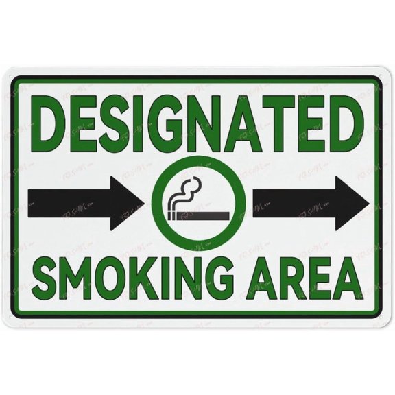 Designated Smoking Area Aluminum Sign Indoor & Outdoor Use Sign 12X8 Inch
