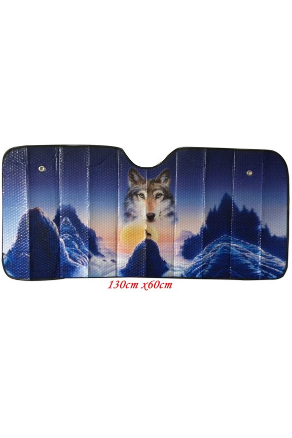 Designcovers 1 Count Universal Windshield Wolf Accordion Sun Shade , 50"x 23" Will Fit Most Cars