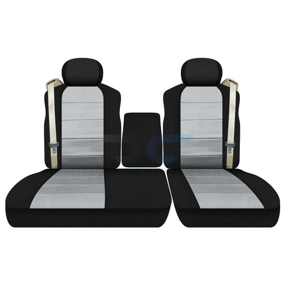 Fits 2001-2003 Ford F-150 Seat Covers 40/60 Bench w Console,2HR,Int Seat Belts: Blk Silver
