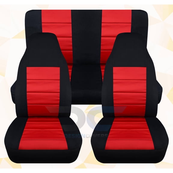 Designcovers Compatible with 1997-2002 Jeep Wrangler TJ SE/Sport/Sahara 2door Seat Covers:Black and Red - Full Set Front&Rear