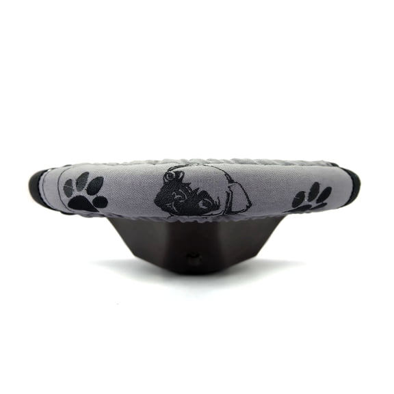 Designcovers Cotton Two-Tone Steering Wheel Cover in Black and Charcoal With Cute Pug Design For Women, Girls,Universal size to fit all steering wheels from 14.5"-15" diameter