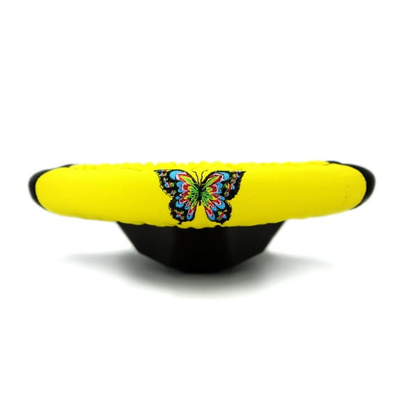 Designcovers Cotton Two-Tone Steering Wheel Cover in Black and Yellow With Nice Butterfly Design For Women, Girls,Universal size to fit all steering wheels from 14.5"-15" diameter