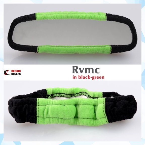 Designcovers Cute Velour Type Two-Tone Rear View Mirror Cover Universal Size - Black and Lime Green