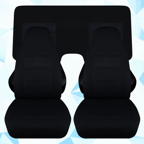 Designcovers Fits 1982-1992 Chevy Camaro Cotton Seat Covers:Black Front&Rear Bench w Soild Back