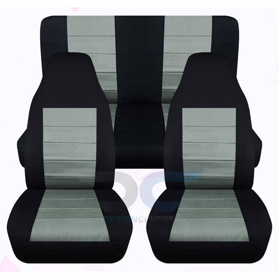 Designcovers Fits 1987-1995 Jeep Wrangler YJ 2Dr Cotton Seat Covers:Blk Steel Gray