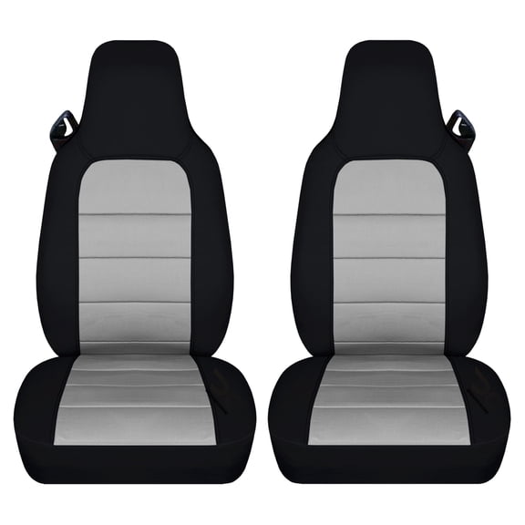 Designcovers Fits 1999-2000 Mazda MX-5 Miata Cotton Seat Covers:Black and Silver