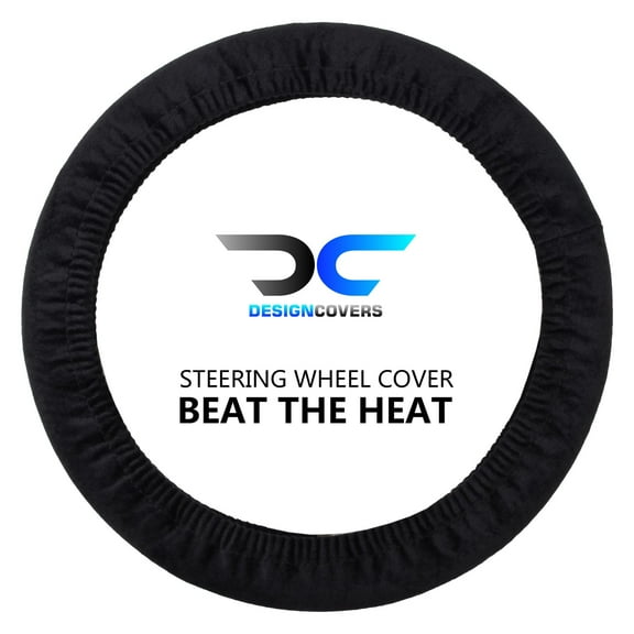 Designcovers Soft Black Velour Steering Wheel Cover in Universal size Warm in Winter Cool in Summer