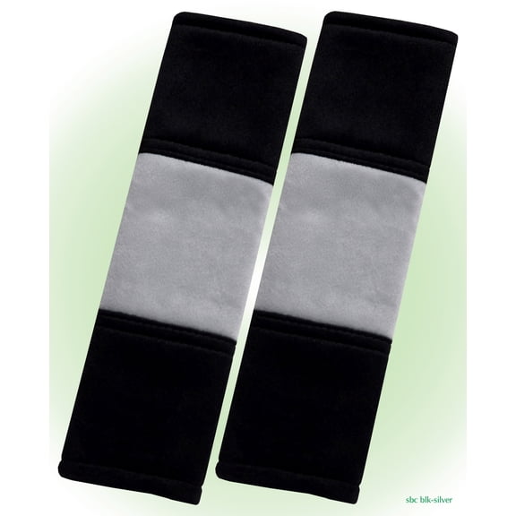 Designcovers set(2 pcs) Black-Silver Universal Velour Car Safety Seat Belt Strap Cover Shoulder Pad