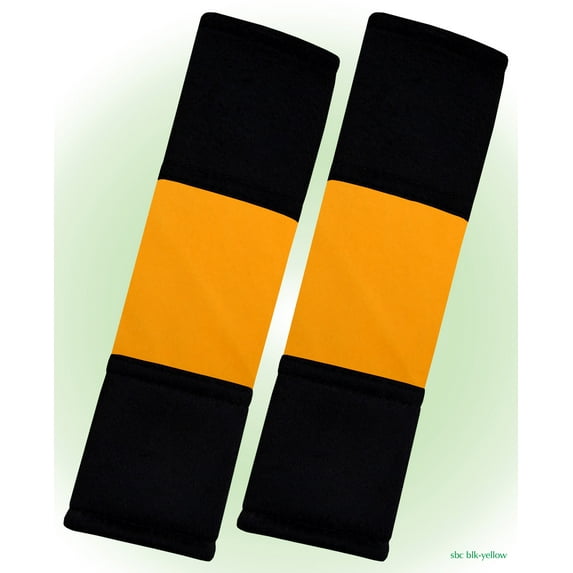 Designcovers set(2 pcs) Black-yellow Universal Velour Car Safety Seat Belt Strap Cover Shoulder Pad