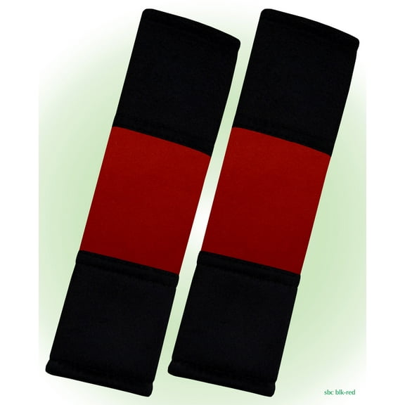 Designcovers set(2 pcs) Black-Red Universal Velour Car Safety Seat Belt Strap Cover Shoulder Pad