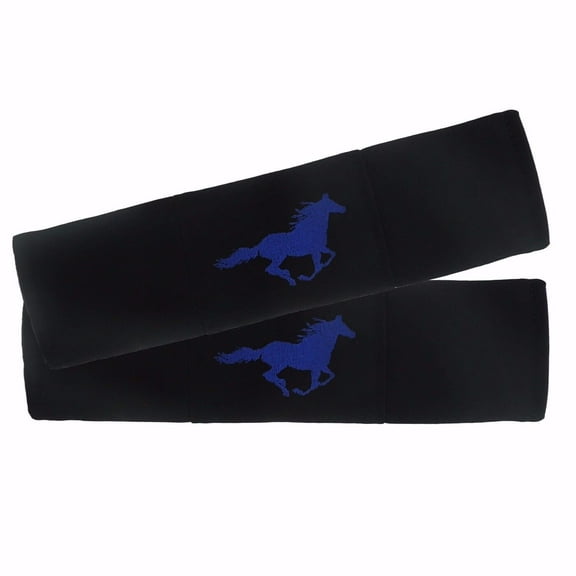 Designcovers A set(2 pcs) Cotton Black With Dark Blue Runing Horse Design Universal Car Safety Seat Belt Strap Cover Shoulder Pad / Cushion, Fits any Car