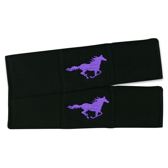 Designcovers A set(2 pcs) Cotton Black With Purple Runing Horse Design Universal Car Safety Seat Belt Strap Cover Shoulder Pad / Cushion, Fits any Car