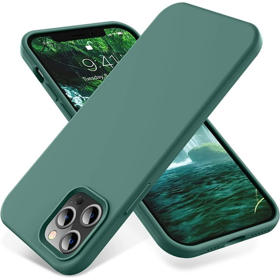 Designed for iPhone 12 Pro Max Case,[Silky and Soft Touch Series] Premium Soft Liquid Silicone Rubber Full-Body Protective Bumper Case for iPhone 12 Pro Max 6.7 inch,Calke Green