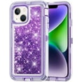 thumbnail image 1 of Designed for Apple iPhone 13 Heavy Duty Case, Heavy Duty Glitter Case for Girls Women Liquid Bling Sparkle Shining Glitter Luxury Shockproof Phone Case Cover for Apple iPhone 13,Purple, 1 of 7