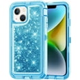 thumbnail image 1 of Designed for Apple iPhone 14 Heavy Duty Case, Heavy Duty Glitter Case for Girls Women Liquid Bling Sparkle Shining Glitter Luxury Shockproof Phone Case Cover for Apple iPhone 14,Blue, 1 of 7