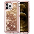 thumbnail image 1 of Entronix Heavy Duty Case Compatible with iPhone 14 Pro Max, Liquid Glitter Back Cover, Rose Gold, 1 of 8