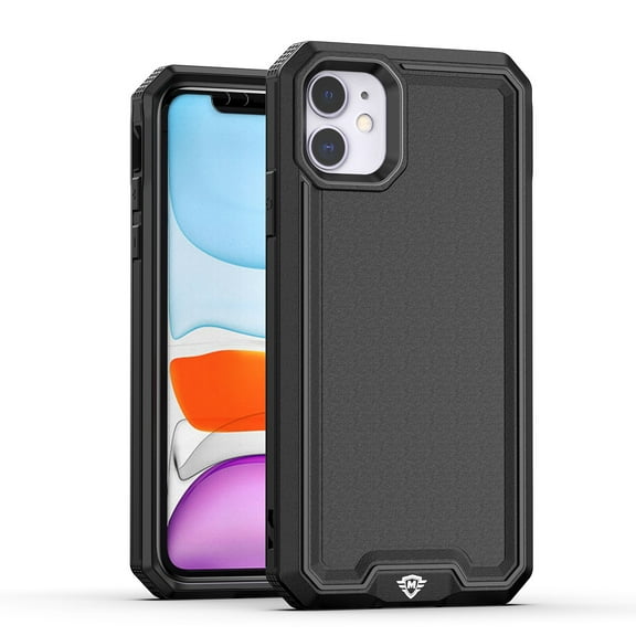 Designed for Apple iPhone 14 /iPhone 13 Premium Fused Hybrid Tough Strong Hard PC TPU Rubber Shockproof Drop Protection Impact Phone Case Cover [Black]