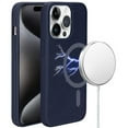 thumbnail image 1 of Designed for Apple iPhone 15 (6.1") Slim Vintage PU Leather [Magnetic Circle] Compatible with MagSafe Soft TPU Bumper Hard PC Hybird Phone Case Cover [Blue], 1 of 4