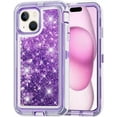 thumbnail image 1 of Designed for Apple iPhone 15 Heavy Duty Case, Heavy Duty Glitter Case for Girls Women Liquid Bling Sparkle Shining Glitter Luxury Shockproof Phone Case Cover for Apple iPhone 15,Purple, 1 of 7