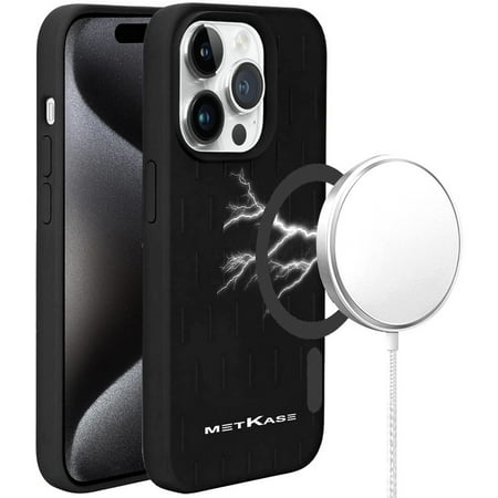 Designed for Apple iPhone 15 Plus (6.7") Liquid Silicone [Magnetic Circle] Compatible with MagSafe TPU Thick Design Hybird Rugged Phone Case Cover [Black]