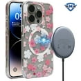 thumbnail image 1 of Designed for Apple iPhone 15 Pro Max (6.7") Floral Flowers Design Transparent Hybrid TPU Shockproof Compatible with Magsafe Magnetic Circle Phone Case Cover [Cherry Blossom], 1 of 2