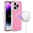 thumbnail image 1 of Designed for Apple iPhone 15 Pro Max Fashion IMD Design Pattern Cute Design Hybrid with Magnetic Circle MagSafe Compatible Phone Case Cover [Hearts Pink], 1 of 4