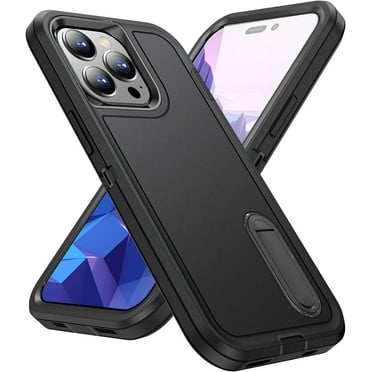 Designed for Apple iPhone 15 Pro Max Heavy Duty Case with Stand, Triple Layer Protection Shockproof Drop Tested Protective Case for Apple iPhone 15 Pro Max, Black